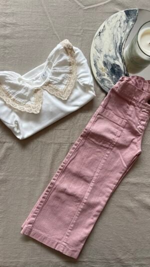 Buzo combinado cuello cinta de broderie