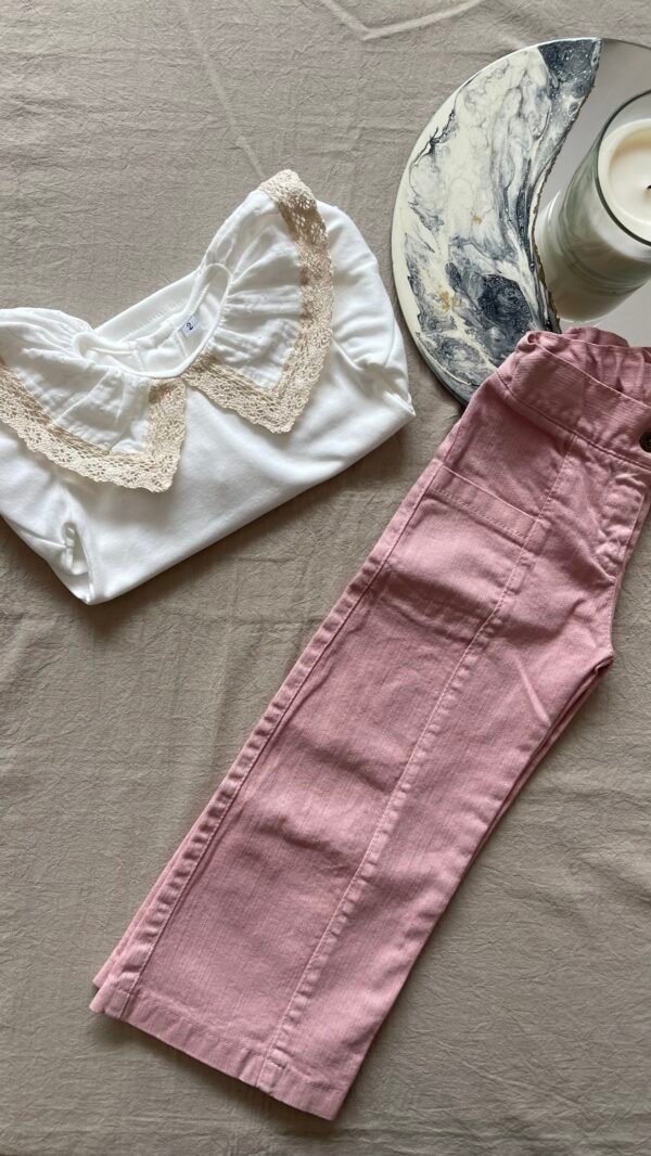 Buzo combinado cuello cinta de broderie