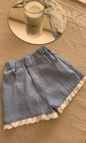 Short de niña jeans con broderie