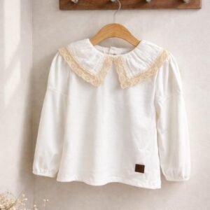 remera combinada con puntilla de algodon Remera Clara