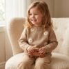 buzo Margaritas beige bordado
