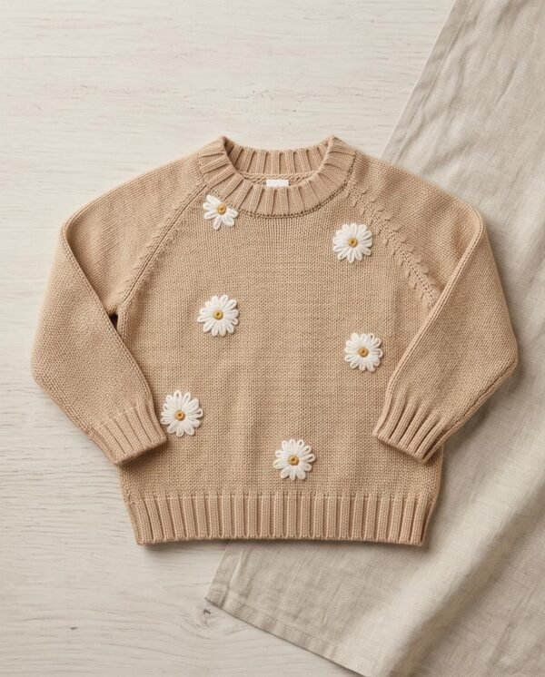 buzo Margaritas beige bordado