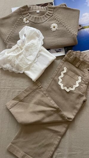 pantalon picot beige