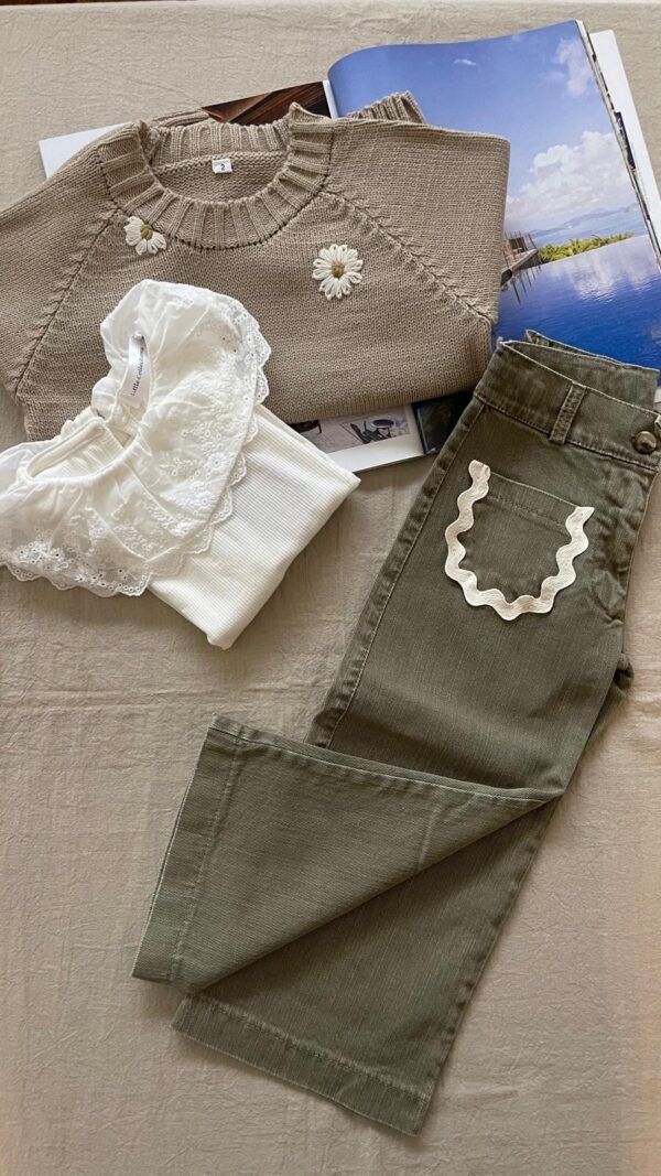 pantalon picot verde seco