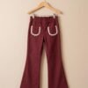 pantalon picot bordeau