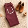 pantalon picot bordeau