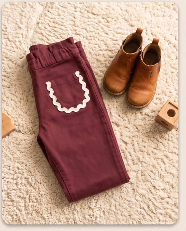 pantalon picot bordeau